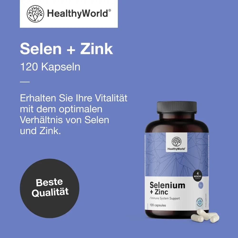 HealthyWorld Selen + Zink zur Stärkung der Immunität · 120 Kapseln – Bild 3
