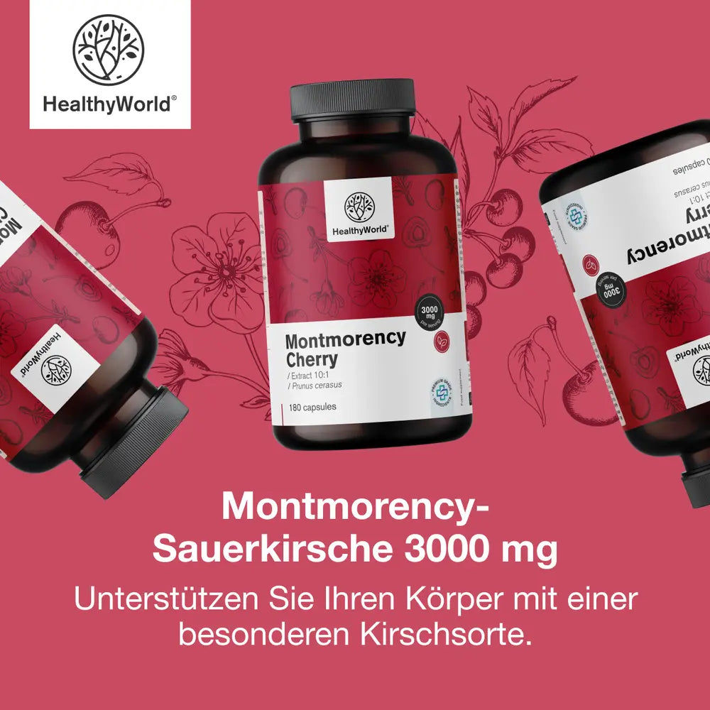 HealthyWorld Montmorency-Sauerkirsche 3000 mg · 180 Kapseln – Bild 5