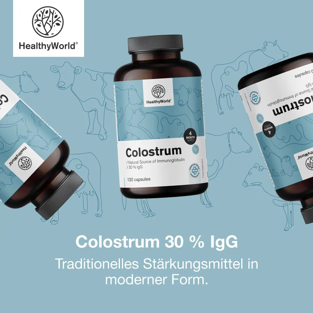 HealthyWorld Colostrum 30 % IgG für die tägliche Unterstützung der Vitalität · 120 Kapseln – Bild 3