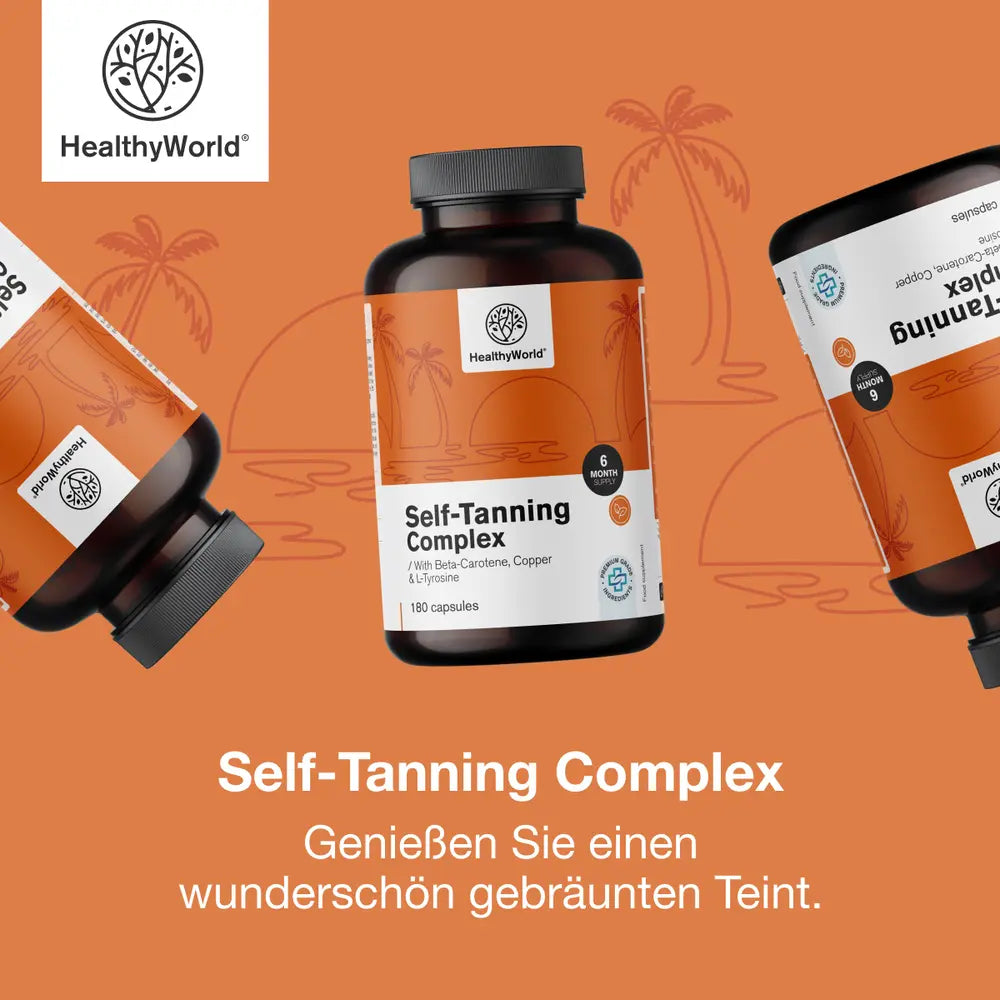 HealthyWorld Self-Tanning Complex · Unterstützung der natürlichen Bräune · 180 Kapseln – Bild 5