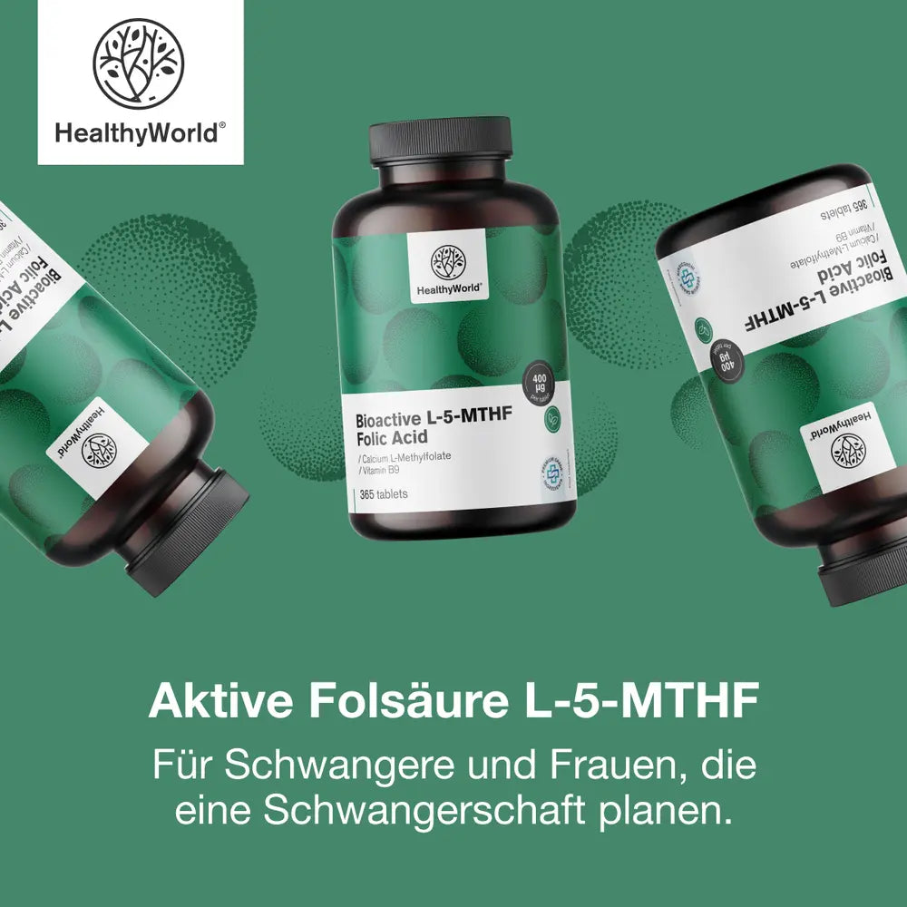 HealthyWorld Aktive Folsäure L-5-MTHF Schwangerschaftsvitamin · 365 Tabletten – Bild 5
