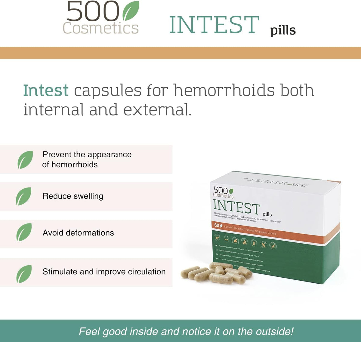 500Cosmetics Intest Pills · zur Vorbeugung und Vermeidung von Hämorrhoiden – Bild 4