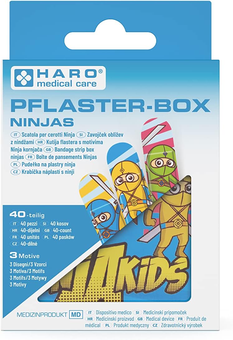 Haro Kinderpflasterbox mit Ninjamotive · Ideal für empfindliche Kinderhaut – Bild 3