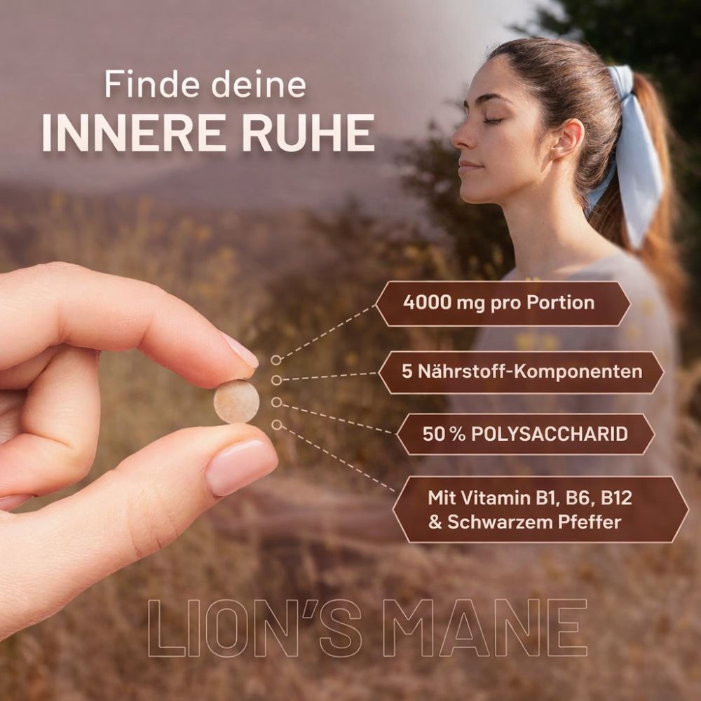Prowise Healthcare Löwenmähnen-Pilzpräparat 4000 mg mit Vitamin B1 · 180 Tabletten – Bild 3