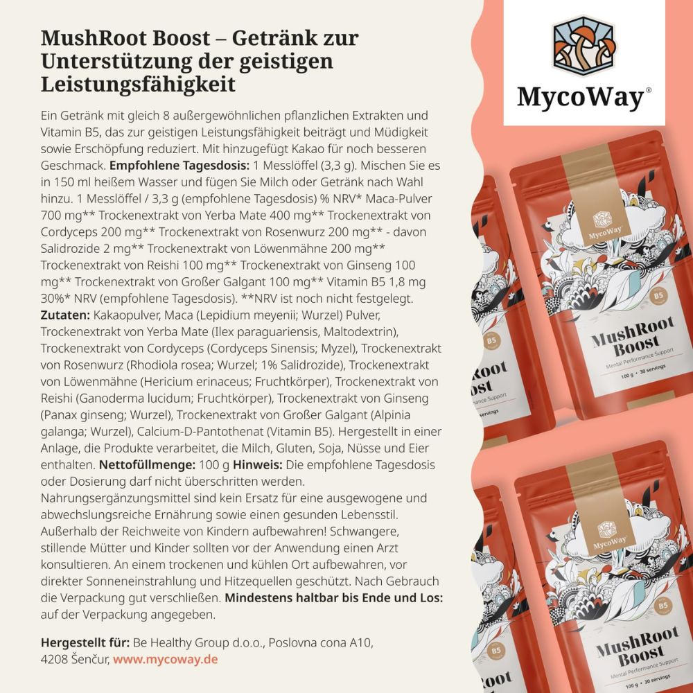 MycoWay MushRoot Boost · Getränk für geistige Leistungsfähigkeit · 100g – Bild 5