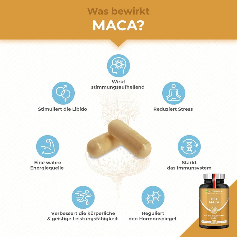 Nutrimea Bio Maca ein echter Energie-Booster · 90 Kapseln – Bild 2