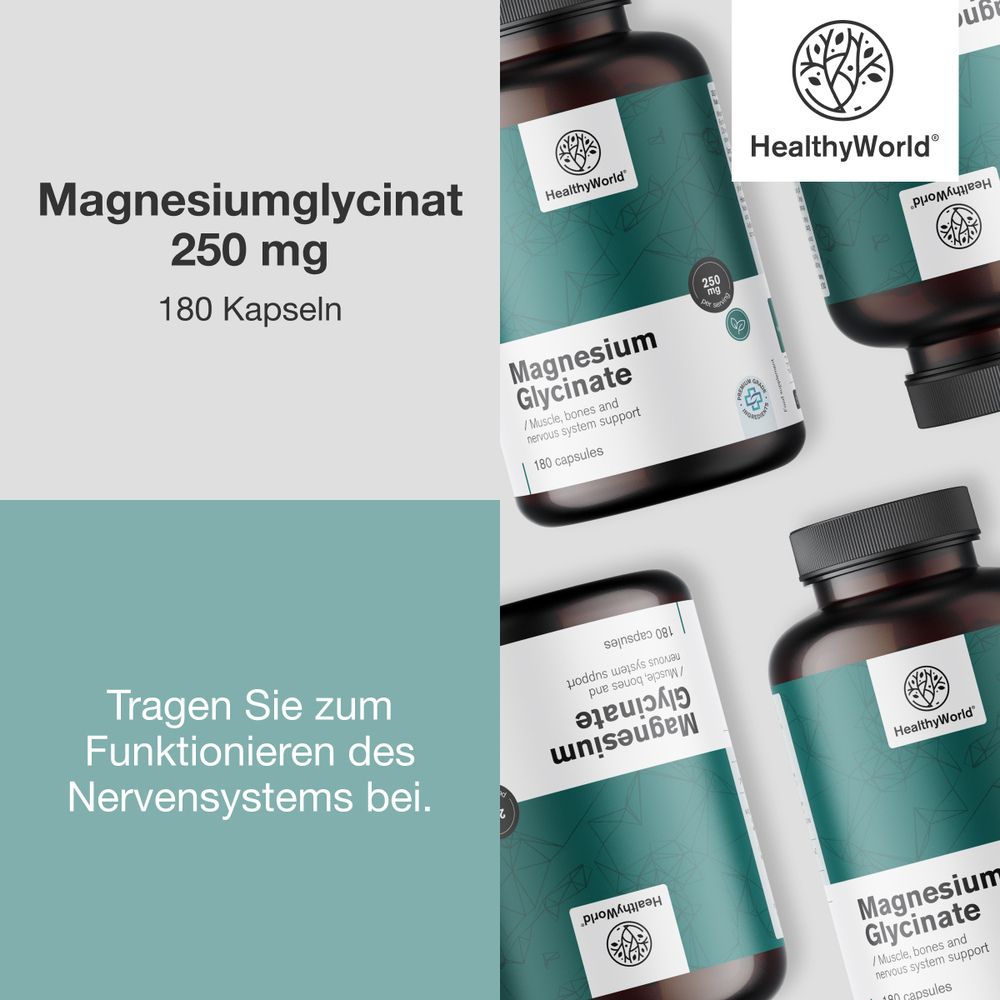 HealthyWorld Magnesiumglycinat 250 mg · 180 Kapseln – Bild 3