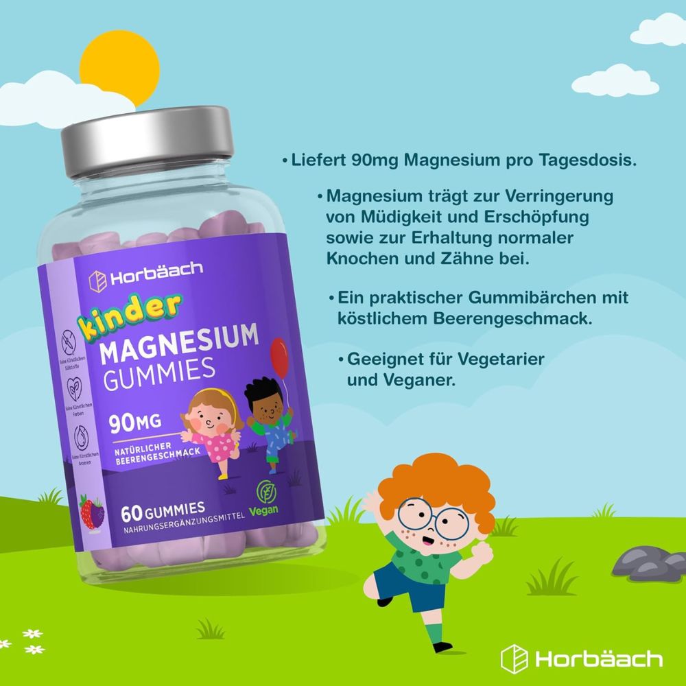 Horbaach Magnesium 90mg Gummibärchen für Kinder · 60 Stück – Bild 2