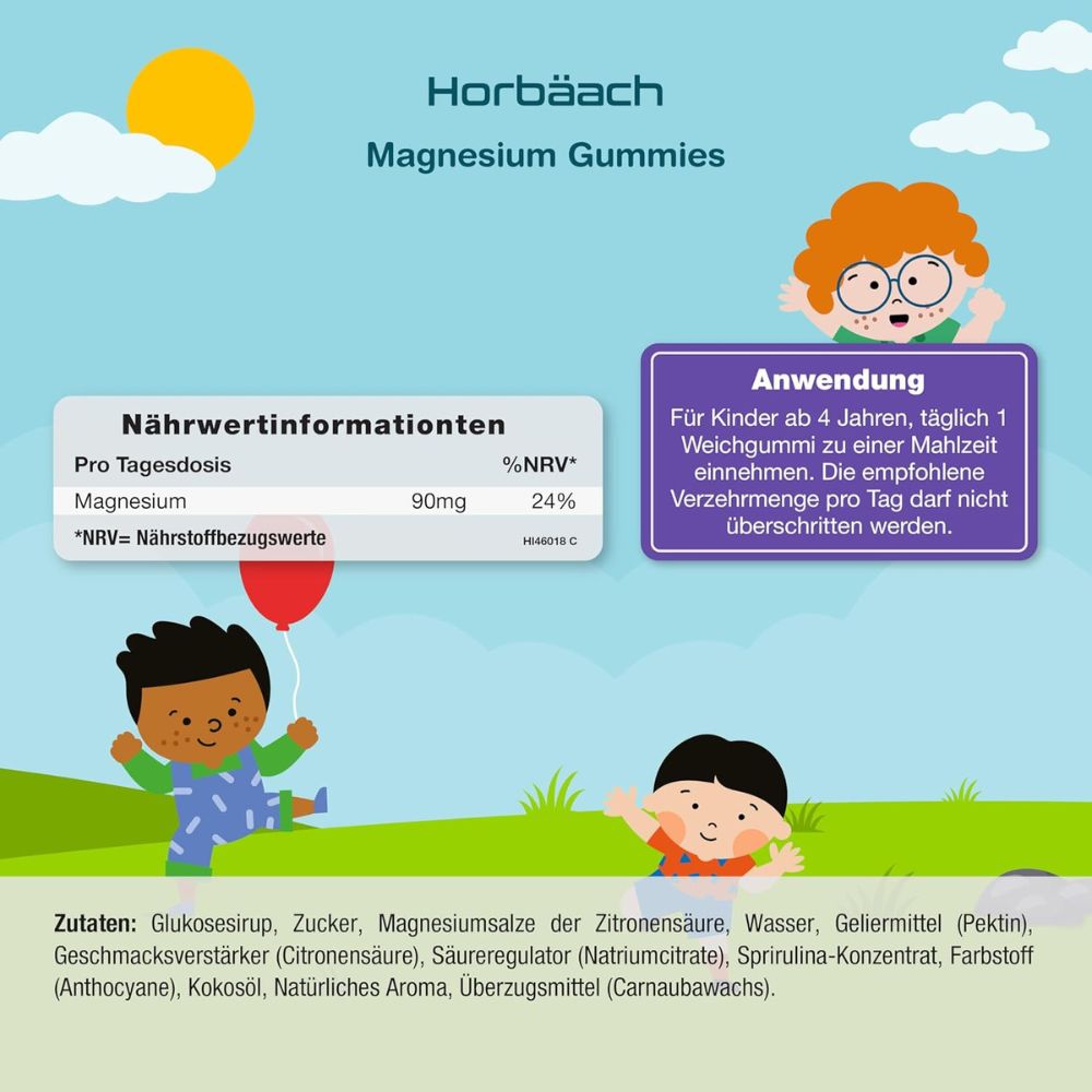 Horbaach Magnesium 90mg Gummibärchen für Kinder · 60 Stück – Bild 3