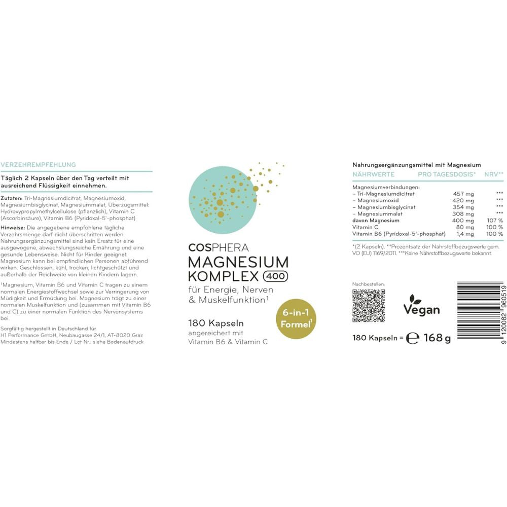 Cosphera | Magnesium Komplex 400 – 180 Kapseln