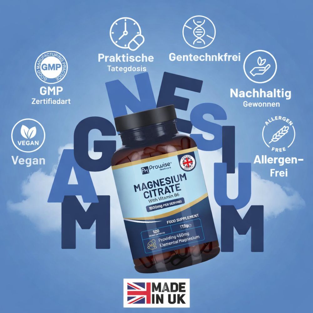 Prowise Healthcare Magnesiumcitrat 1500 mg mit Vitamin B6 · 120 Kapseln – Bild 4