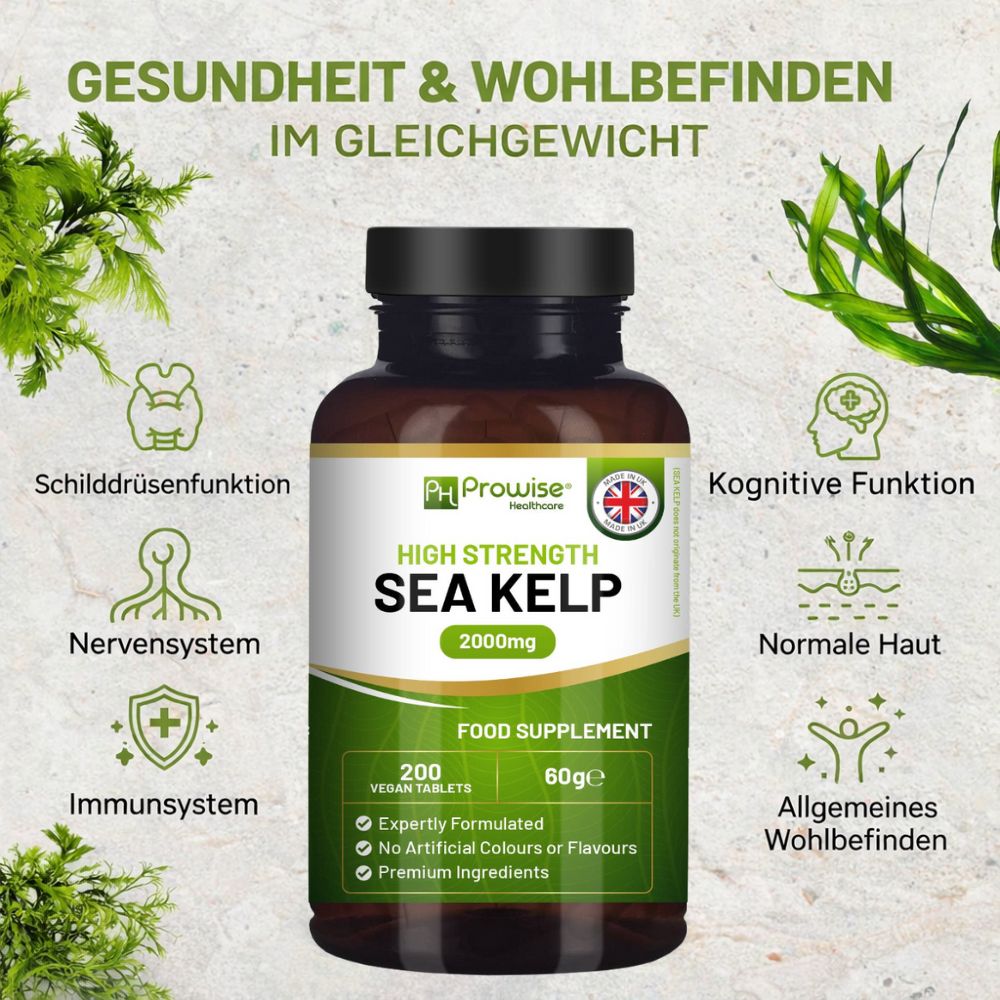 Prowise Healthcare Meeresalgen 2000 mg · Natürliche Jodquelle · 200 vegane Tabletten – Bild 4