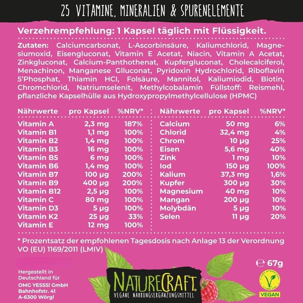 NatureCraft Vegan Multivitamins · 120 Kapseln – Bild 4