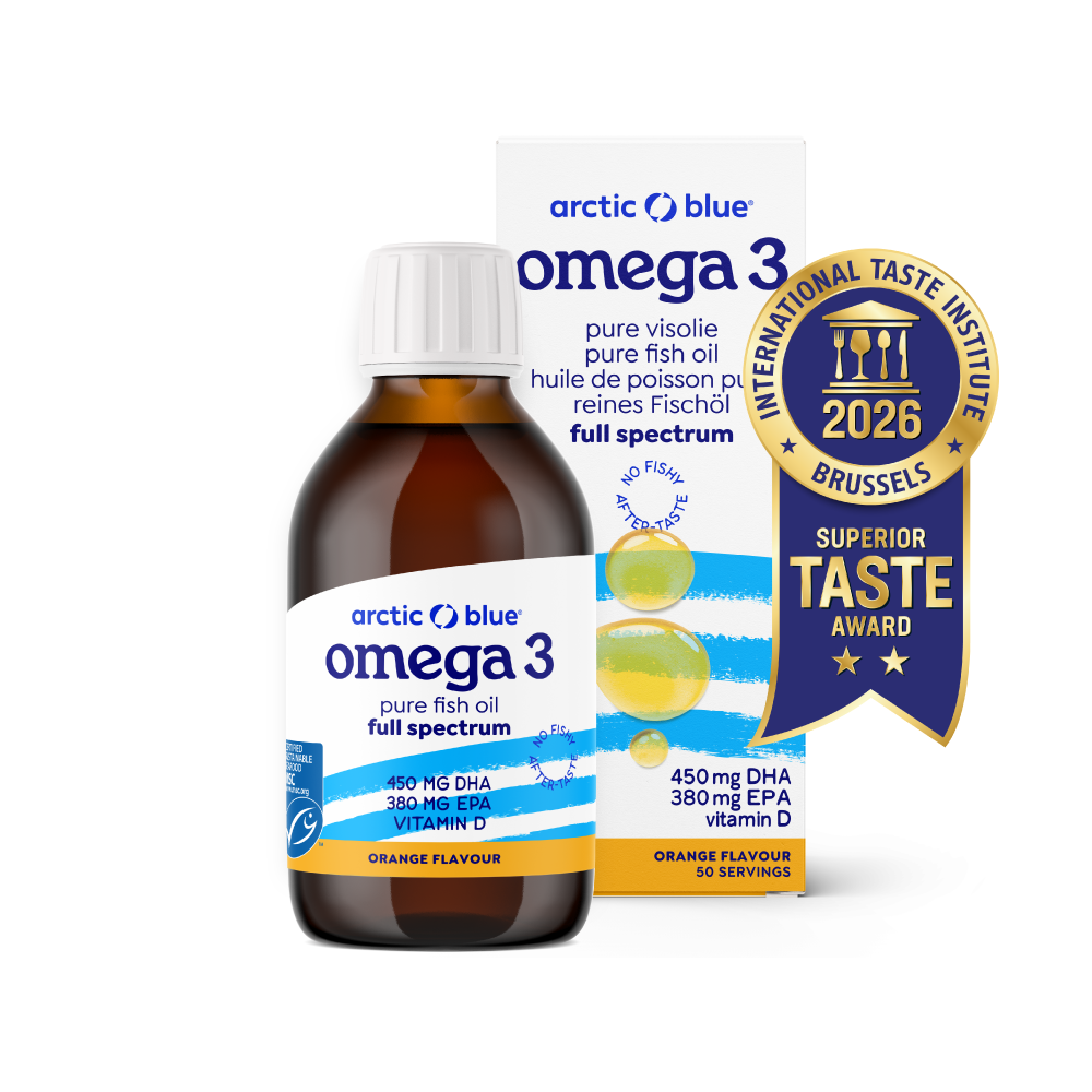 Arctic Blue Omega 3 DHA- und EPA-Fischöl mit Vitamin D3 (Orangengeschmack) · MSC · 250 ml