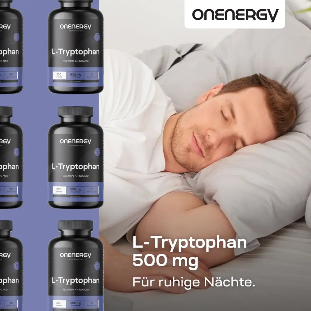 OnEnergy | L-Tryptophan 500 mg essentielle Aminosäure – 300 Kapseln
