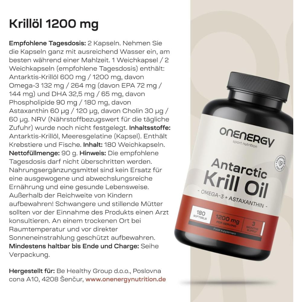 OnEnergy Antarctic Krillöl 1200 mg mit Omega-3 + Astaxanthin · 180 Weichkapseln – Bild 6
