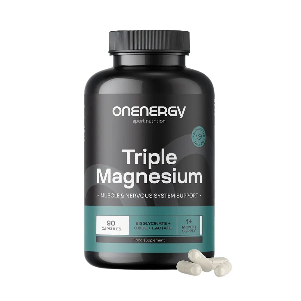 OnEnergy Dreifaches Magnesium mit Bisglycinat + Oxid + Laktat · 90 Kapseln