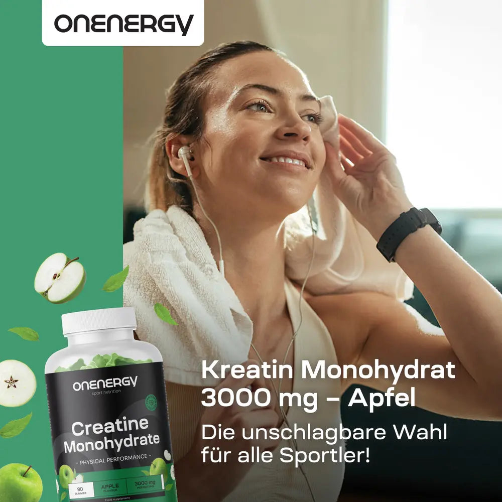 OnEnergy Kreatin Monohydrat 3000 mg · Apfel · 90 Gummibonbons – Bild 2