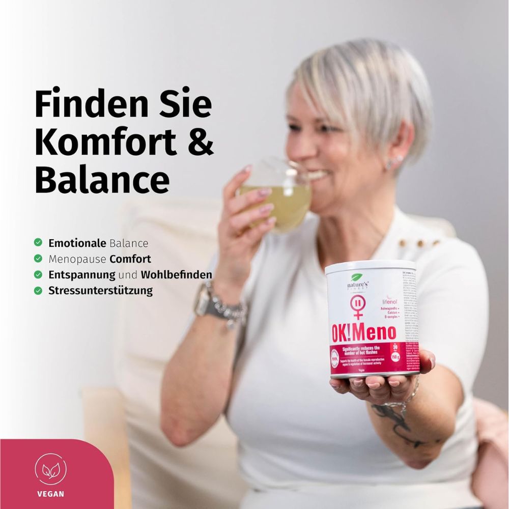 Nature's Finest OK!Meno · Menopause-Komplex mit Lifenol®, Ashwagandha & B-Vitaminen · 150 g – Bild 2