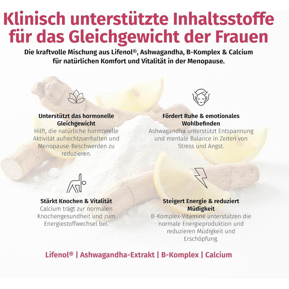Nature's Finest OK!Meno · Menopause-Komplex mit Lifenol®, Ashwagandha & B-Vitaminen · 150 g – Bild 6
