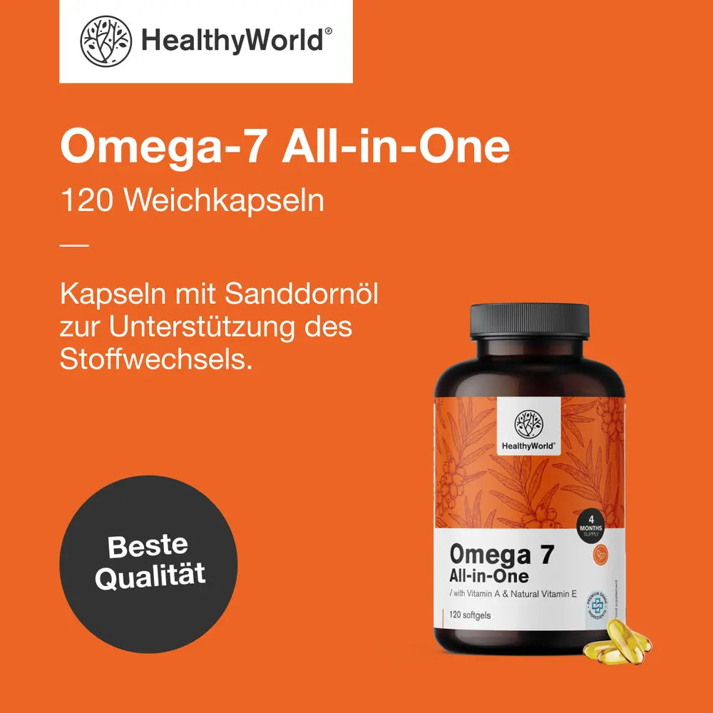 HealthyWorld Omega-7 All-in-One · 120 Weichkapseln – Bild 3