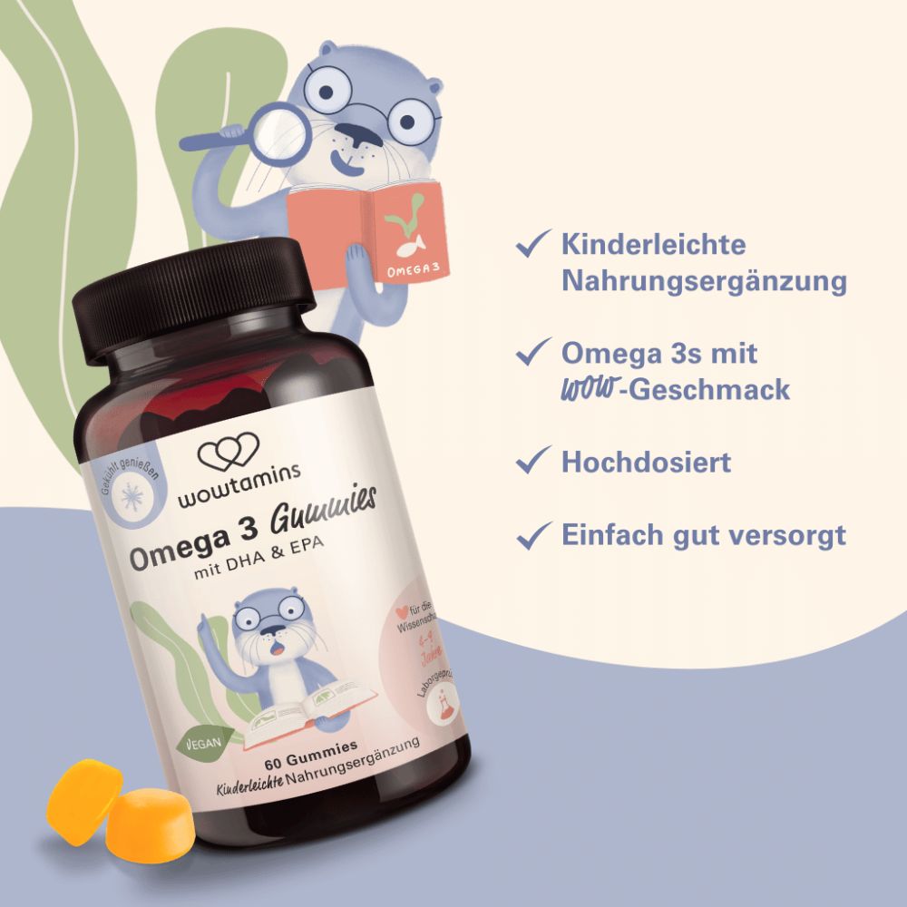 WOWTAMINS Omega 3 Gummies für Kinder MIT ZUCKER · 60 Gummies – Bild 5