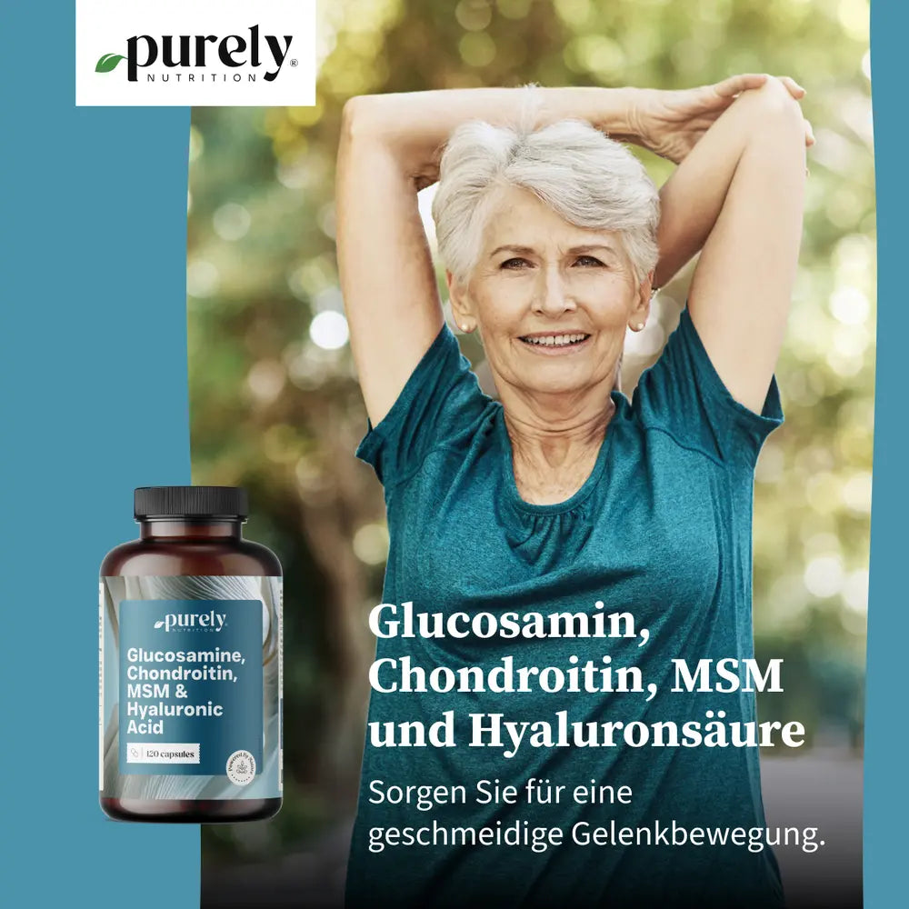 Purely Glucosamin, Chondroitin, MSM und Hyaluronsäure · 120 Kapseln – Bild 2
