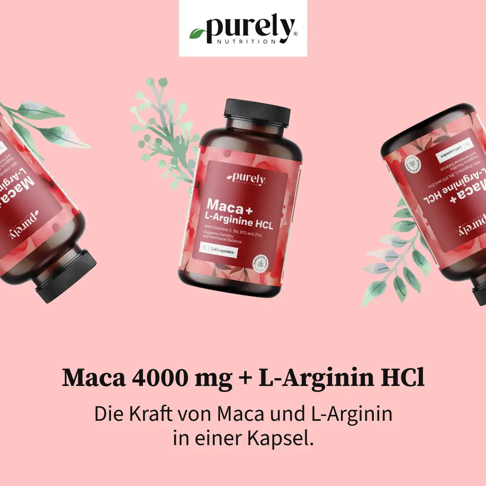 Purely Maca 4000 mg + L-arginin HCl für Sexualität und Fruchtbarkeit · 240 Kapseln – Bild 5