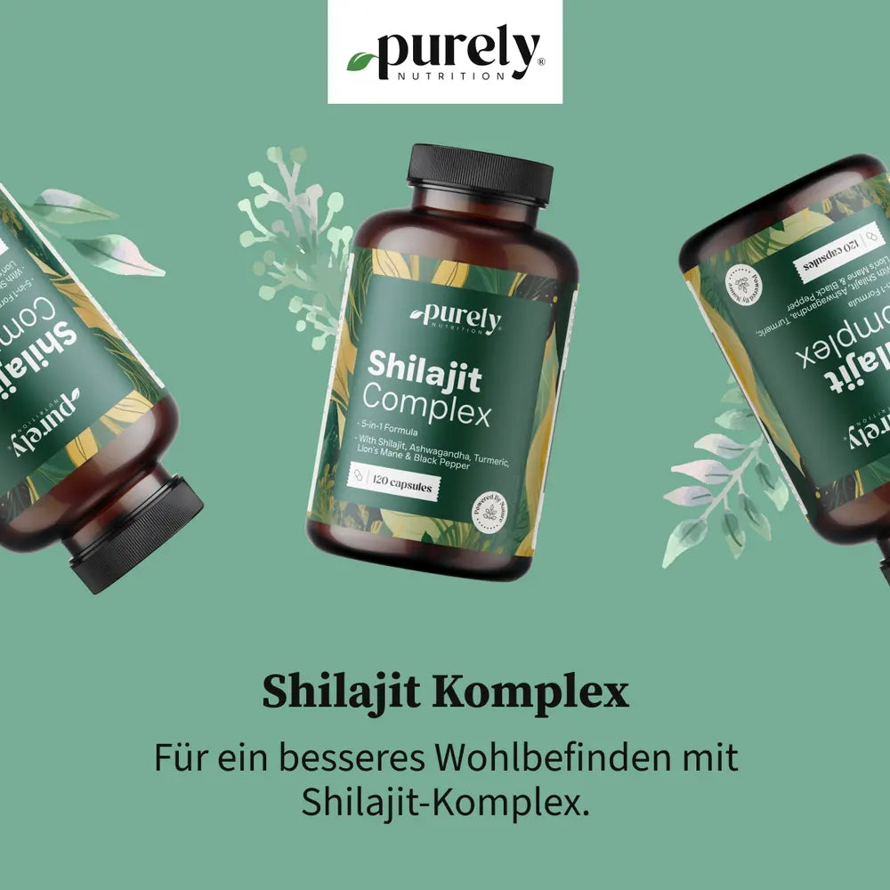 Purely Shilajit Komplex mit Ashwagandha, Kurkuma und Löwenmähne · 120 Kapseln – Bild 5