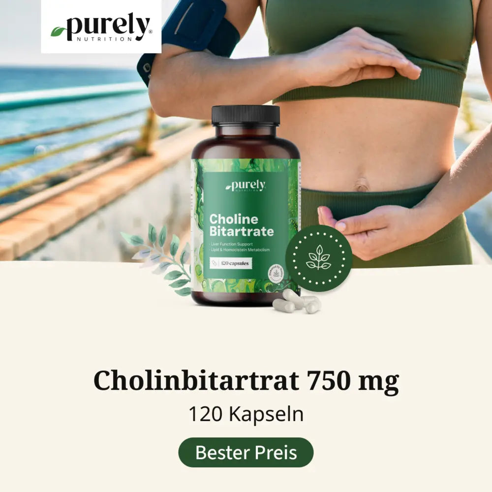 Purely | Cholinbitartrat 750 mg für Leber- & Fettstoffwechsel - 120 Kapseln