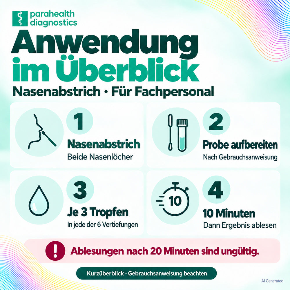 parahealth diagnostics 12-in-1 Atemwegs-Schnelltest + Gratis Nanovio FFP2 Maske
