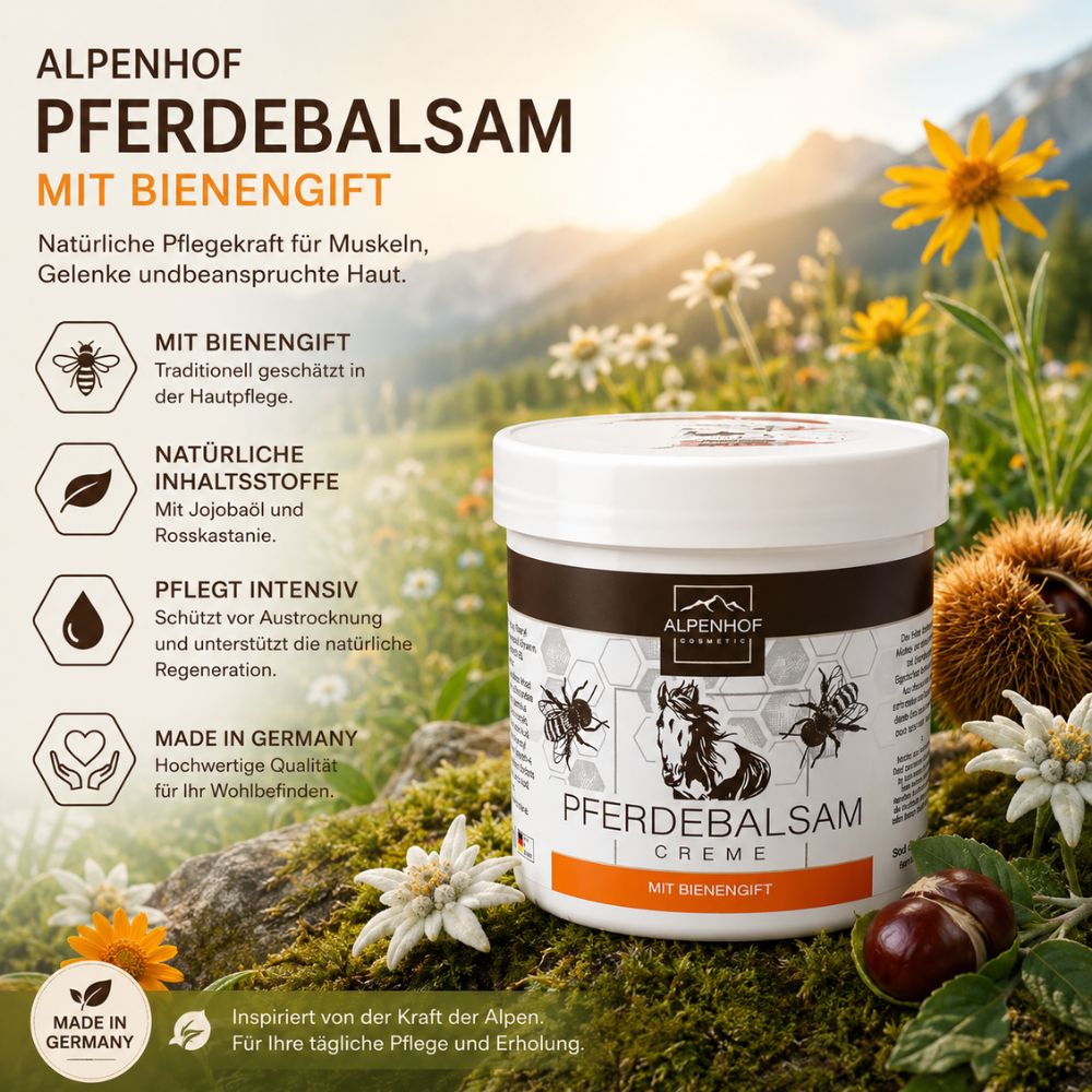Alpenhof Pferdebalsam mit Bienengift für Muskeln, Gelenke & Rücken · 250ml – Bild 4