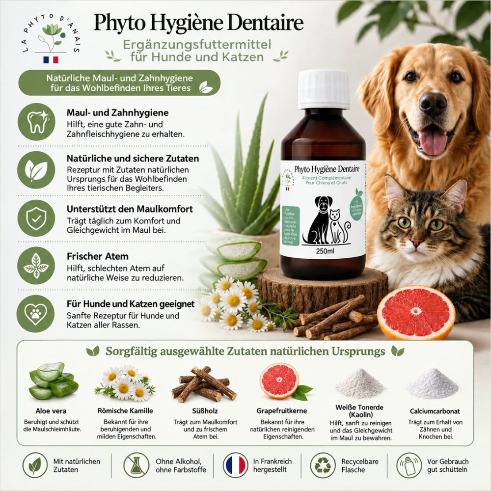 La Phyto d’Anaïs | Phyto Hygiène Dentaire – Maul- und Zahnhygiene für Hunde und Katzen - 250 ml