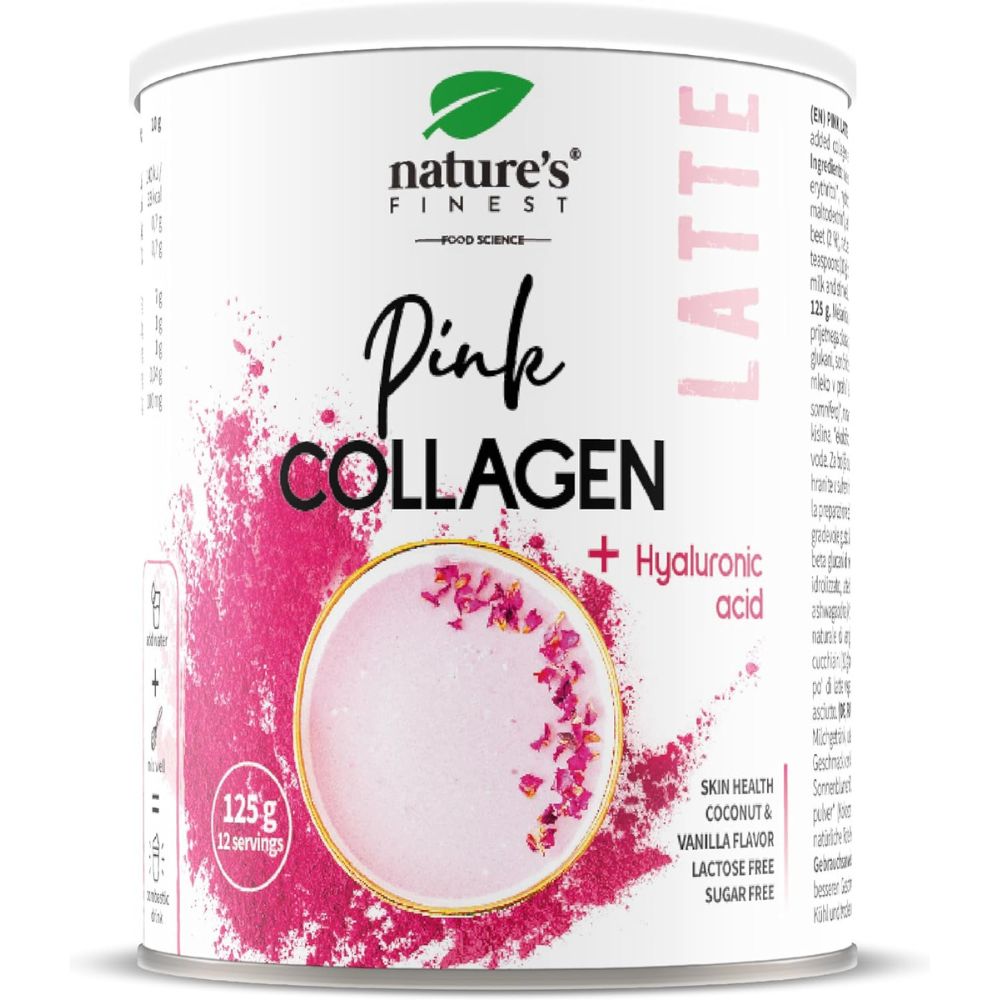 Nature's Finest PINK LATTE Kollagen mit Hyaluronsäure und Ashwagandha