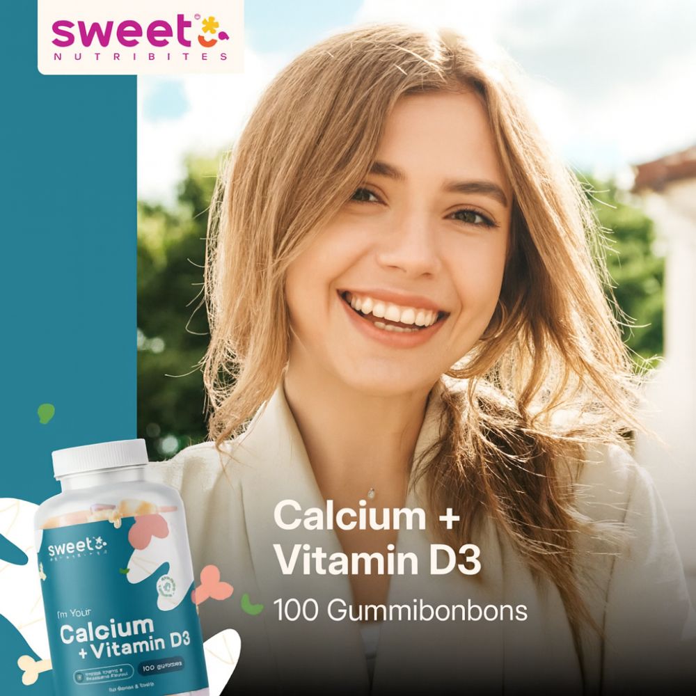 Sweet Nutribites Calcium + Vitamin D3 · Gummibonbons für Muskeln, Knochen und Zähne · 100 Gummibonbons – Bild 4