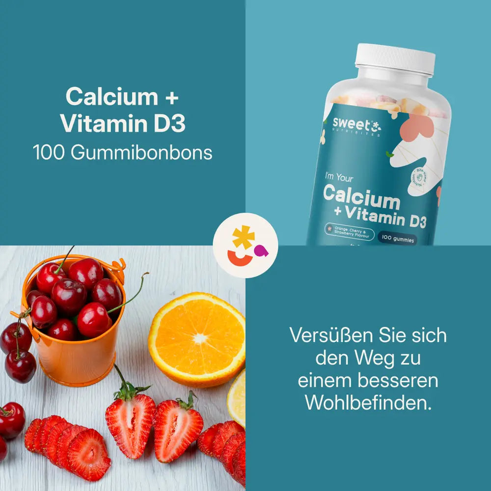 Sweet Nutribites Calcium + Vitamin D3 · Gummibonbons für Muskeln, Knochen und Zähne · 100 Gummibonbons – Bild 5