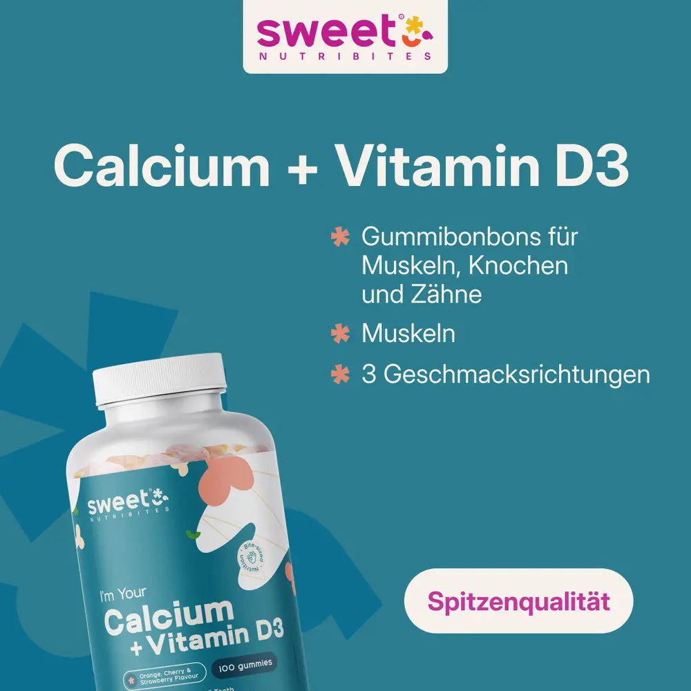Sweet Nutribites Calcium + Vitamin D3 · Gummibonbons für Muskeln, Knochen und Zähne · 100 Gummibonbons – Bild 3
