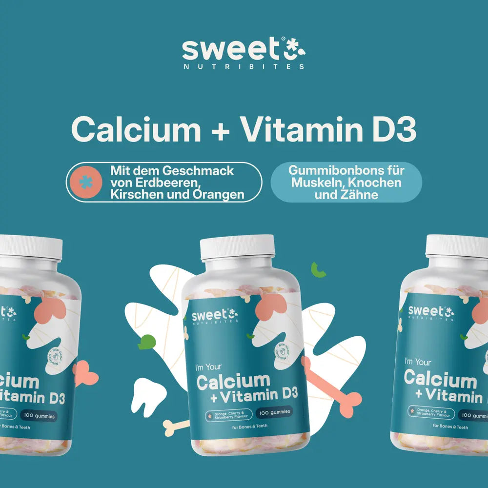 Sweet Nutribites Calcium + Vitamin D3 · Gummibonbons für Muskeln, Knochen und Zähne · 100 Gummibonbons – Bild 6