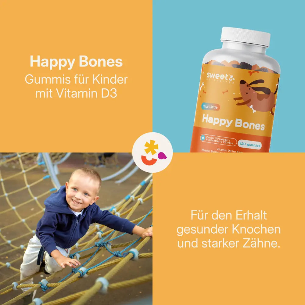 Sweet Nutribites Happy Bones · Gummis für Kinder mit Vitamin D3 · 120 Gummibonbons – Bild 4