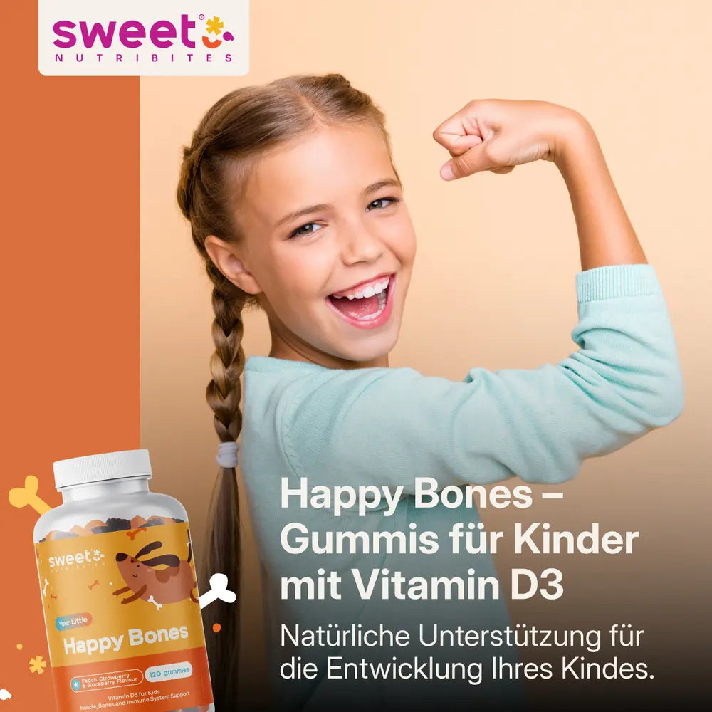 Sweet Nutribites Happy Bones · Gummis für Kinder mit Vitamin D3 · 120 Gummibonbons – Bild 2