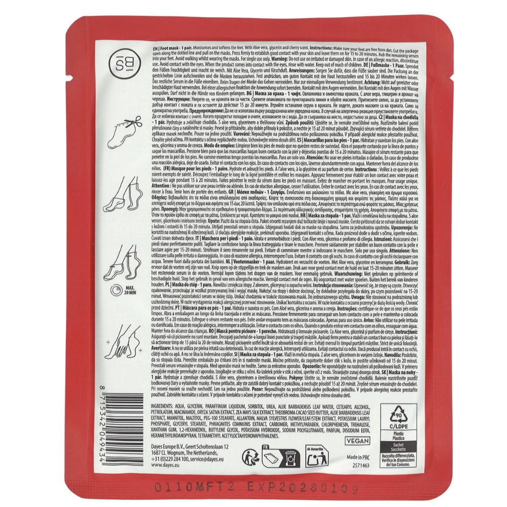 Skin Bliss Fußmaske mit Kirsche oder Pfirsich Duft · 1 Paar – Bild 2