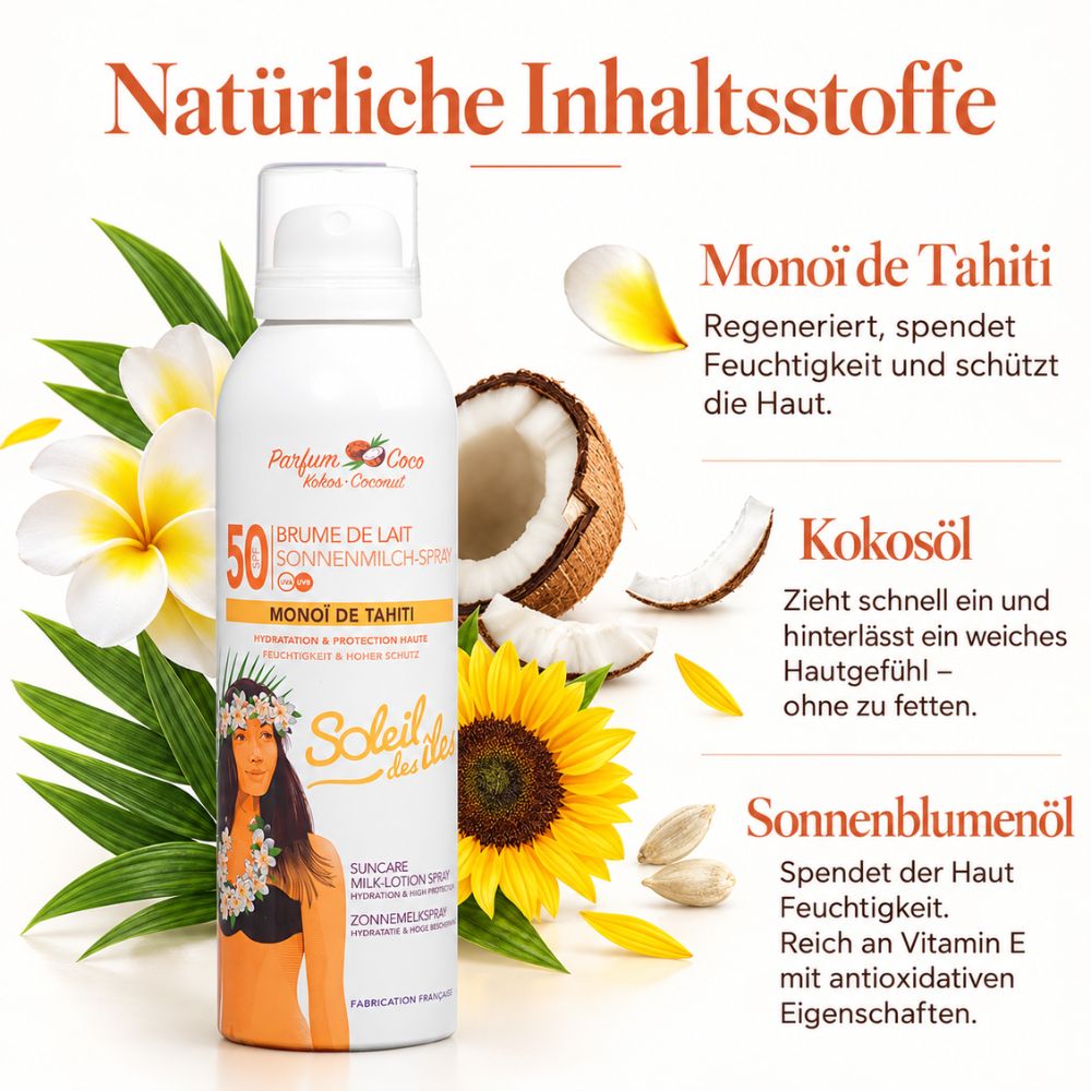 Soleil des Iles | Sonnenschutz-Milchspray mit Kokosduft - SPF50 – Bild 4