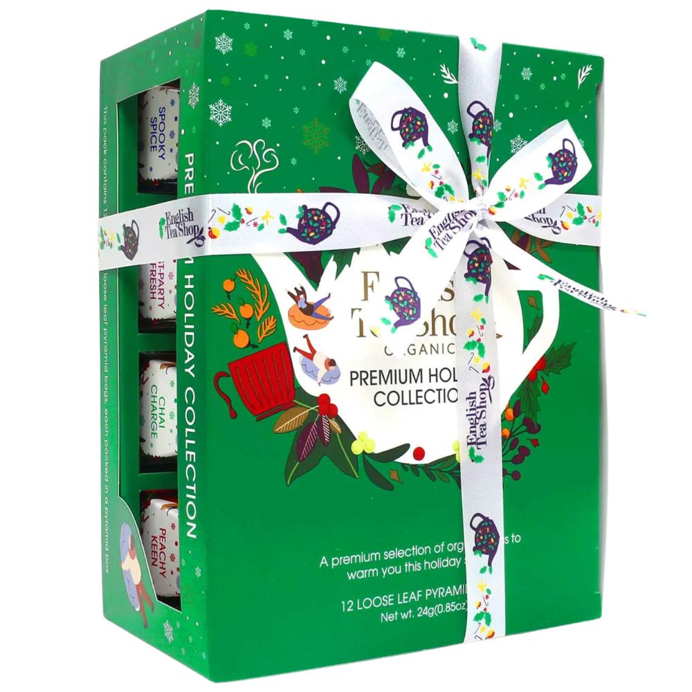 English Tea Shop Tee Geschenk "Holiday Collection" mit Schleife · Grün · 12 Pyramiden-Beutel