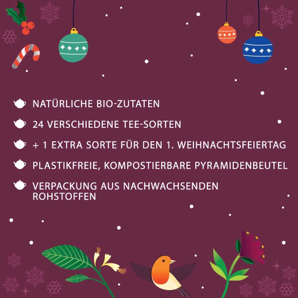 English Tea Shop | Teebuch Adventskalender "Wellness" mit Schleife - 25 Pyramidenbeutel