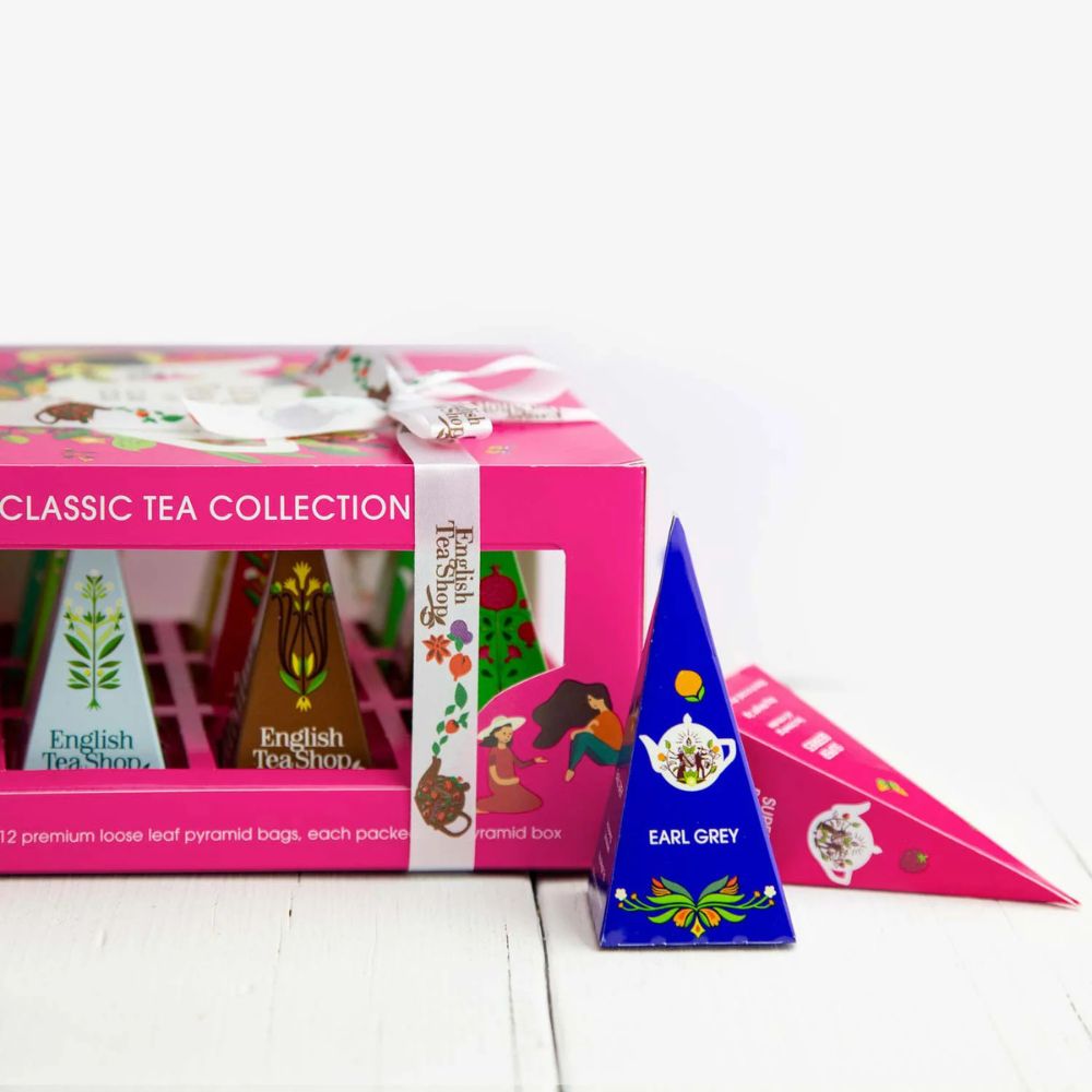 English Tea Shop Teegeschenk "Klassische Tee Kollektion" mit Schleife · 12 Pyramiden-Beutel – Bild 2