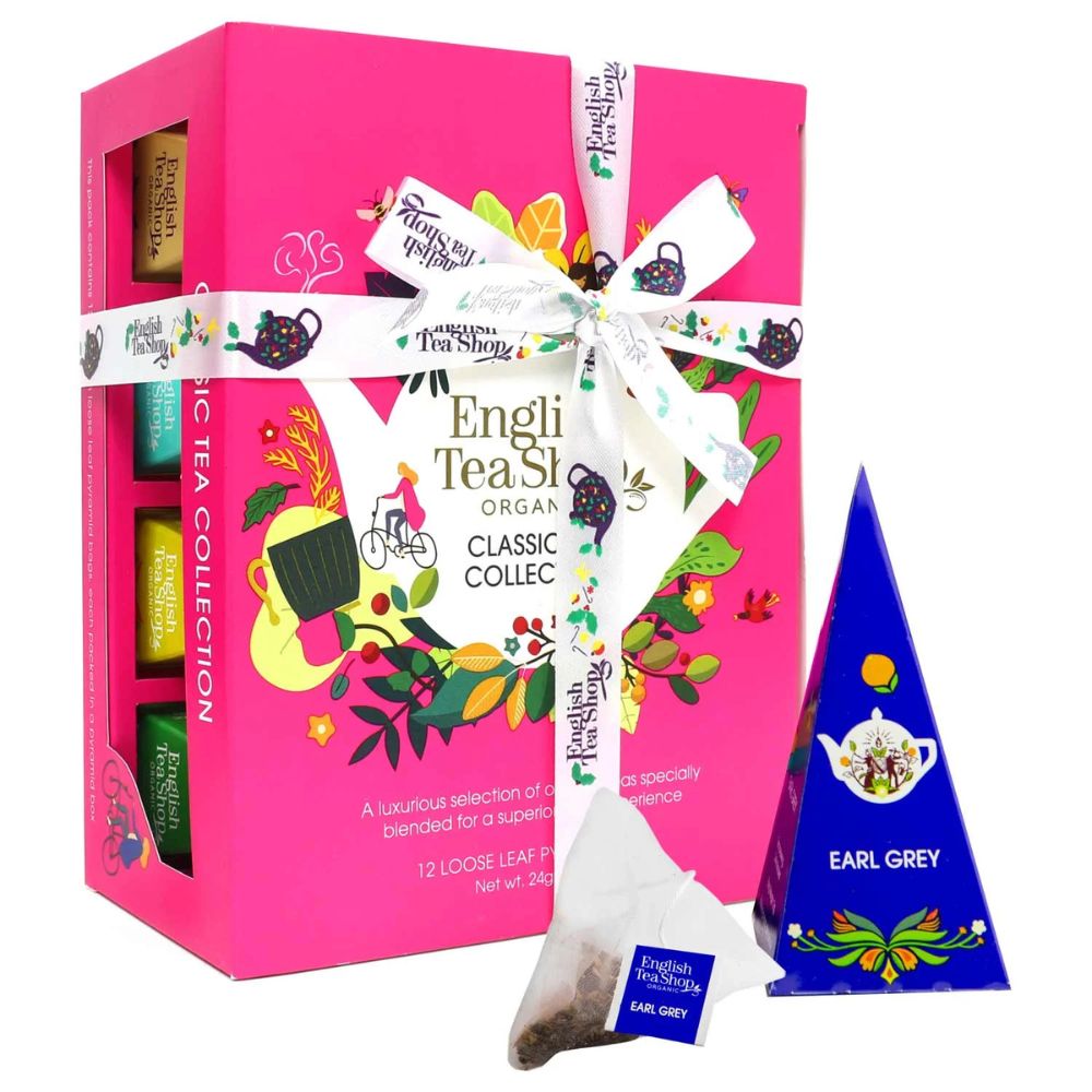 English Tea Shop Teegeschenk "Klassische Tee Kollektion" mit Schleife · 12 Pyramiden-Beutel
