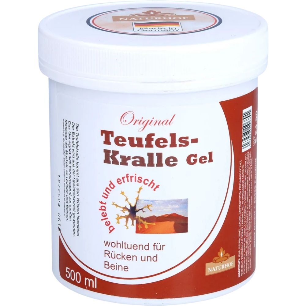 Naturhof Teufelskralle Gel · Kühlendes Massagegel für Muskeln, Rücken und Beine · 500ml