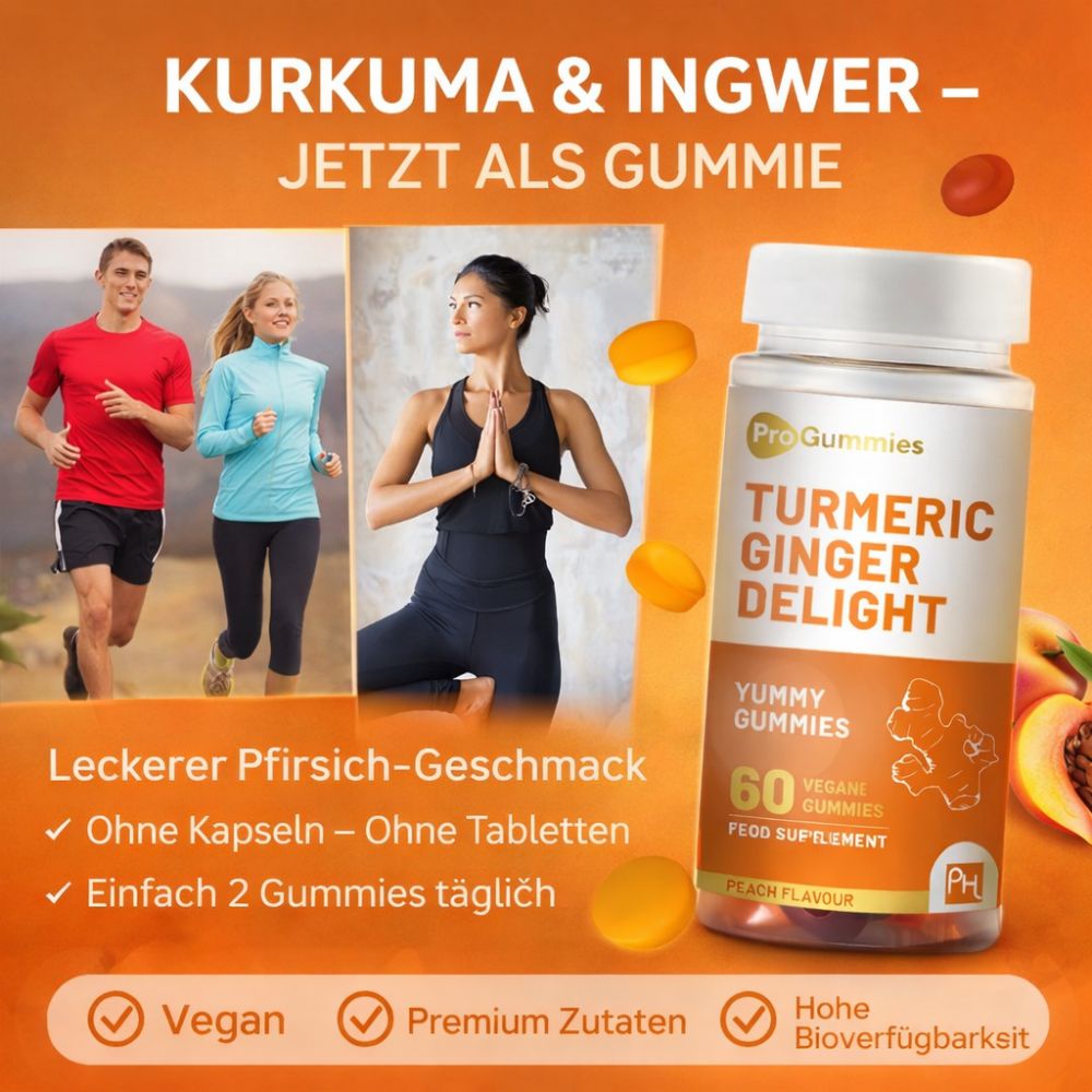 Prowise Healthcare Turmeric Ginger Delight mit Pfirsichgeschmack · 60 vegane Gummies – Bild 3