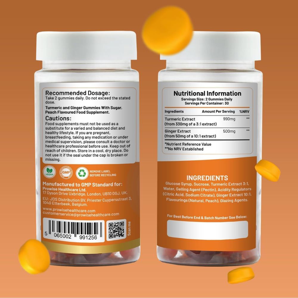 Prowise Healthcare Turmeric Ginger Delight mit Pfirsichgeschmack · 60 vegane Gummies – Bild 5