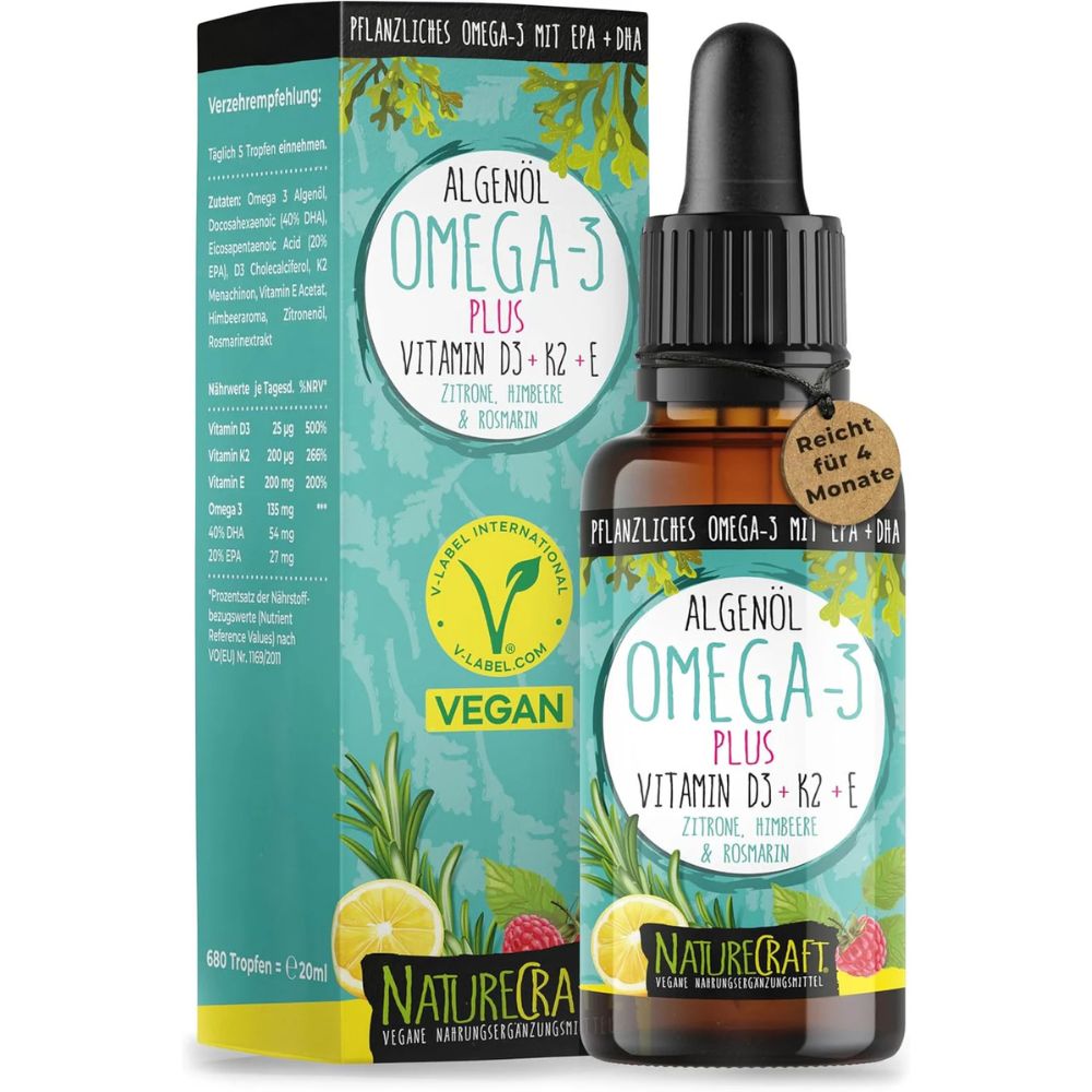 NatureCraft Vegan Algenöl Omega 3 Plus · 20ml